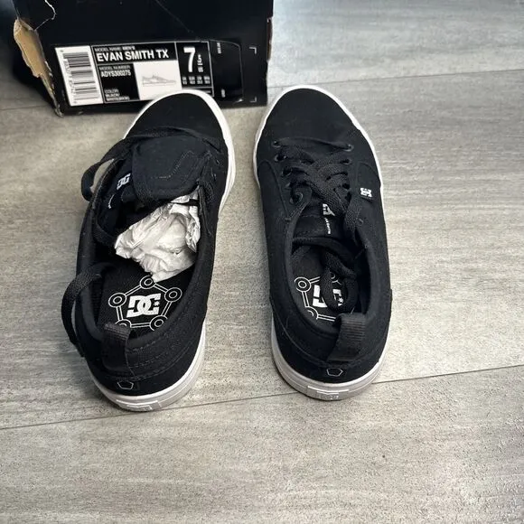 NEW DC Evan Smith TX Pro ADYS300275 Black Canvas Skate Sneaker Shoes Men'sUS 7.5