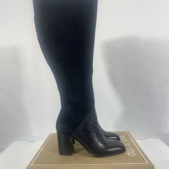 NEW DOLCE VITA Fynn Tall Suede Boots black multi for women 864tn