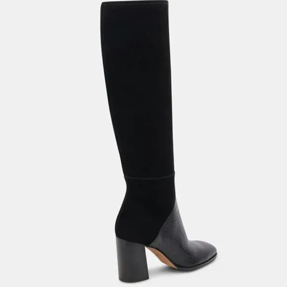 NEW DOLCE VITA Fynn Tall Suede Boots black multi for women 864tn