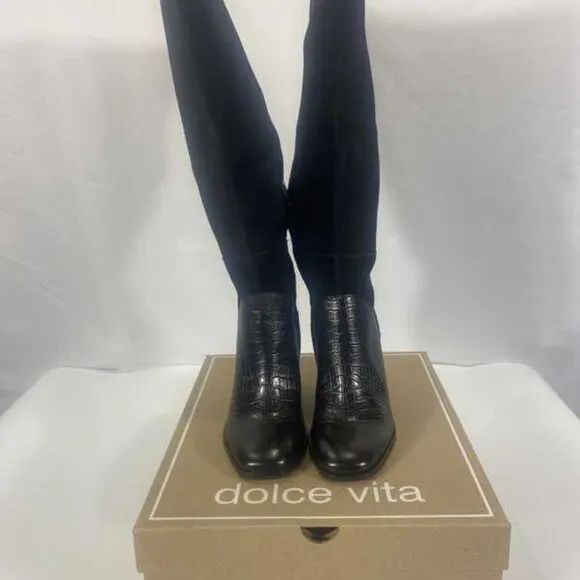 NEW DOLCE VITA Fynn Tall Suede Boots black multi for women 864tn