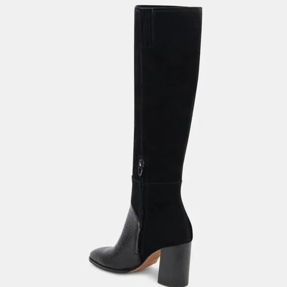 NEW DOLCE VITA Fynn Tall Suede Boots black multi for women 864tn