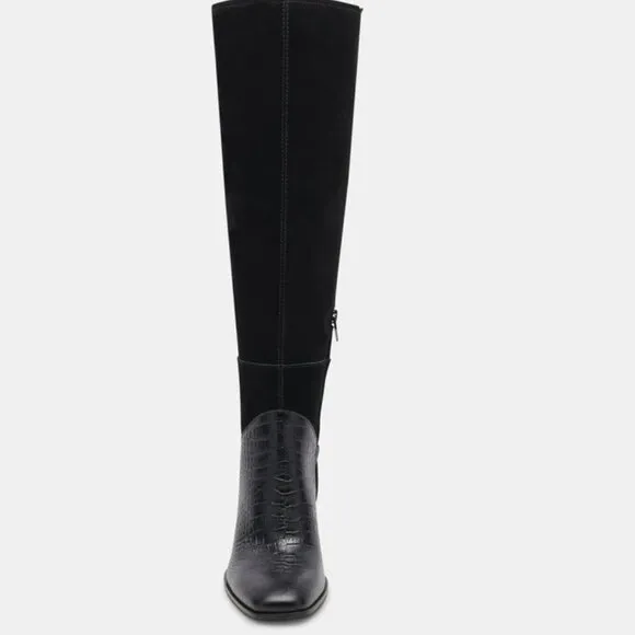 NEW DOLCE VITA Fynn Tall Suede Boots black multi for women 864tn