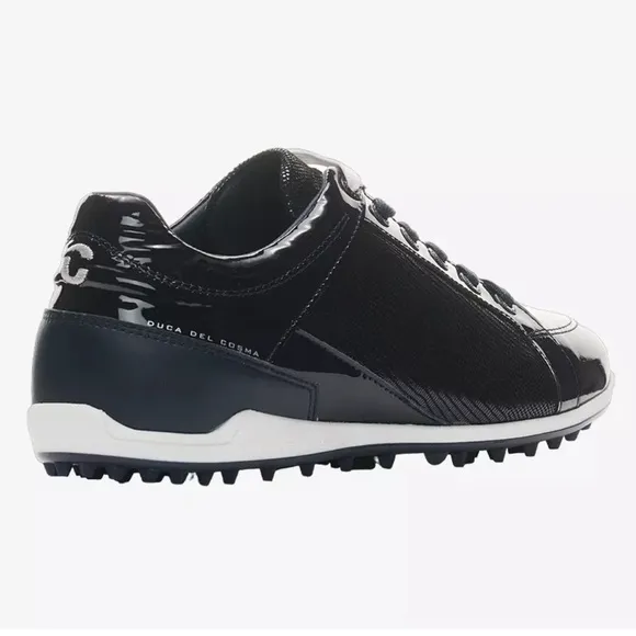 NEW Duca Del Cosmo Caldes Navy Patent leather spikeless golf shoes sz 41 /10