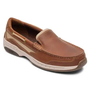NEW DUNHAM men's captain venetian boat shoe in tan leather