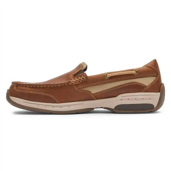 NEW DUNHAM men's captain venetian boat shoe in tan leather