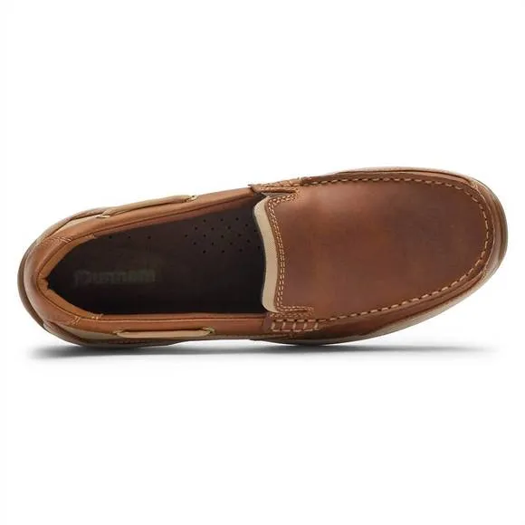 NEW DUNHAM men's captain venetian boat shoe in tan leather