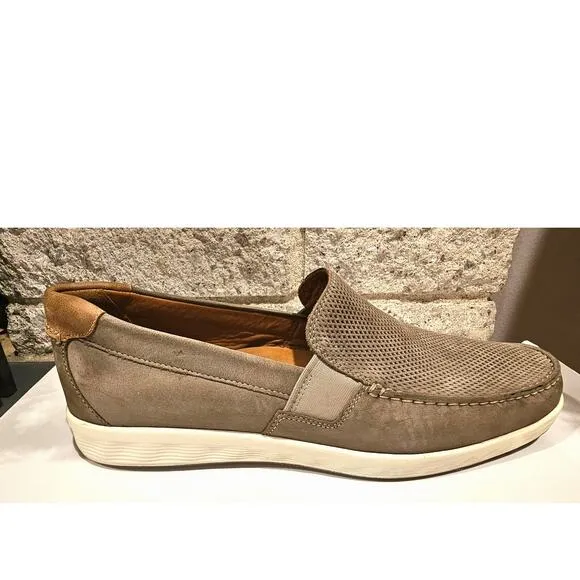 New ECCO Lite Moc Slip On Loafer Shoe Warm Grey Cognac, Mens Sz 11-11.5