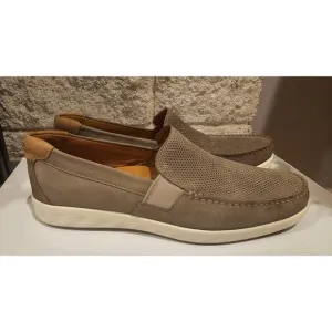 New ECCO Lite Moc Slip On Loafer Shoe Warm Grey Cognac, Mens Sz 11-11.5