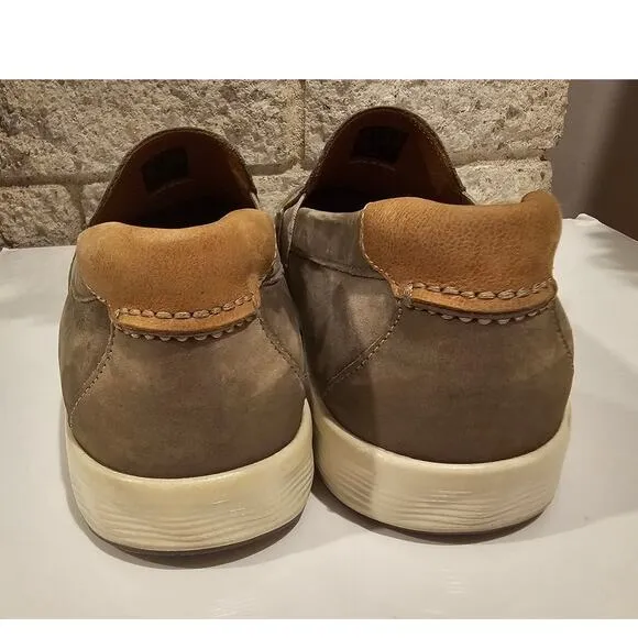 New ECCO Lite Moc Slip On Loafer Shoe Warm Grey Cognac, Mens Sz 11-11.5