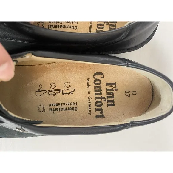 NEW FINN COMFORT Black Leather Sneaker Comfort Shoes EUR 37 D Women’s US Size 7