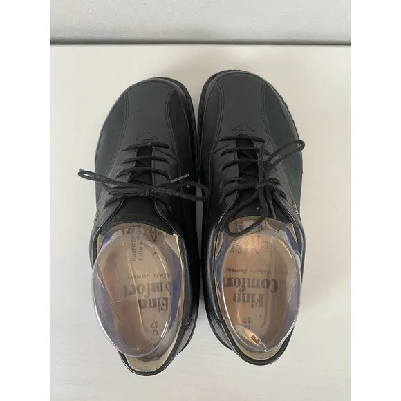 NEW FINN COMFORT Black Leather Sneaker Comfort Shoes EUR 37 D Women’s US Size 7
