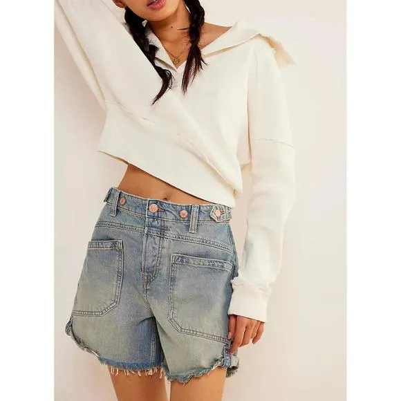 NEW FREE PEOPLE palmer short in blue