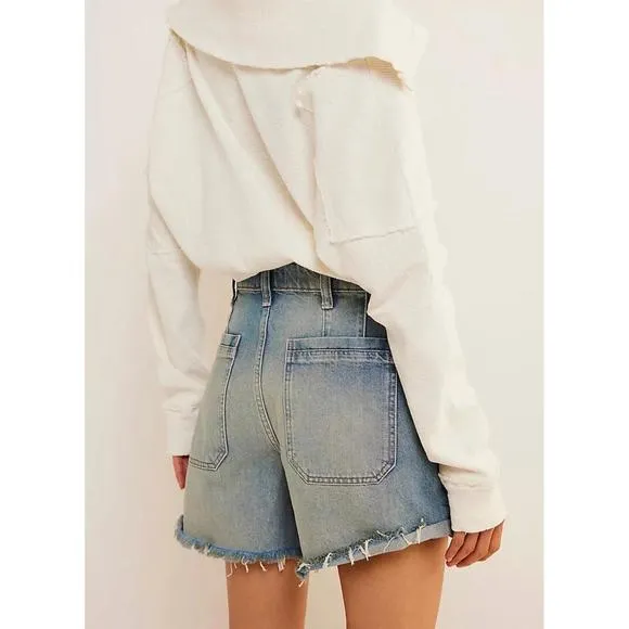 NEW FREE PEOPLE palmer short in blue