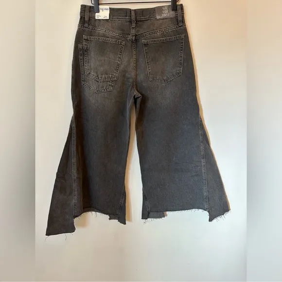 NEW Free People We The Free Ripple Wide Leg Crop in Washed Black Size 27L
