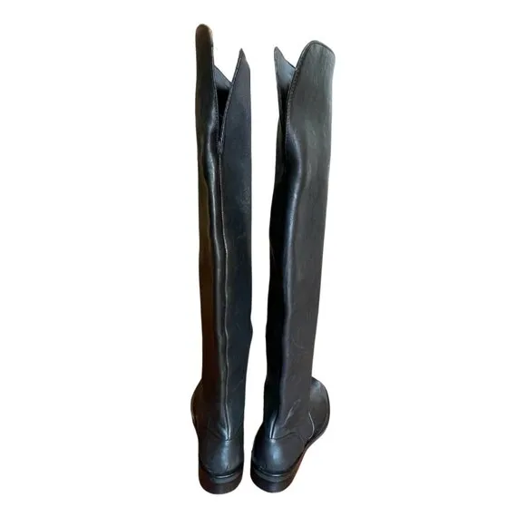 NEW Gianni Bini Genuine Leather Over the Knee Flat Riding Boots in Black Sz. 5.5