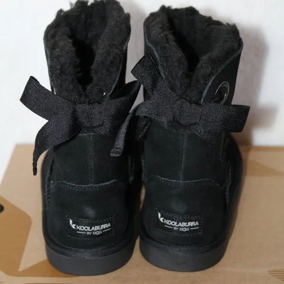 NEW GIRL'S UGG KOOLABURRA BLACK‎ SHORT BOW BOOTS 2