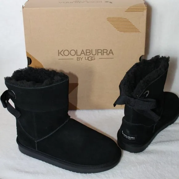 NEW GIRL'S UGG KOOLABURRA BLACK‎ SHORT BOW BOOTS 2