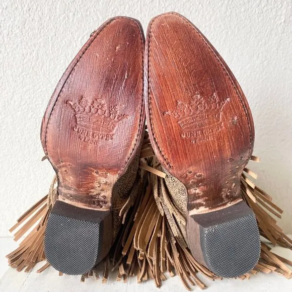 NEW Junk Gypsy SPITFIRE Lane Boots Womens Cowboy Bootie 5 Brown Fringe Cowgirl