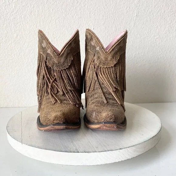 NEW Junk Gypsy SPITFIRE Lane Boots Womens Cowboy Bootie 5 Brown Fringe Cowgirl