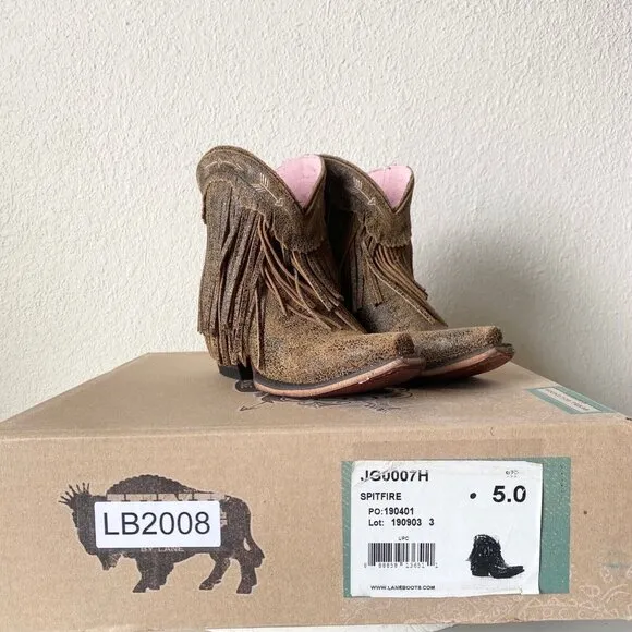 NEW Junk Gypsy SPITFIRE Lane Boots Womens Cowboy Bootie 5 Brown Fringe Cowgirl