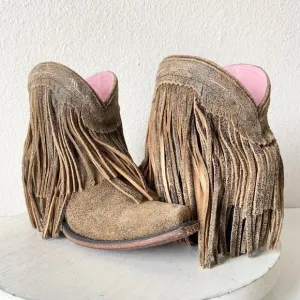 NEW Junk Gypsy SPITFIRE Lane Boots Womens Cowboy Bootie 5 Brown Fringe Western