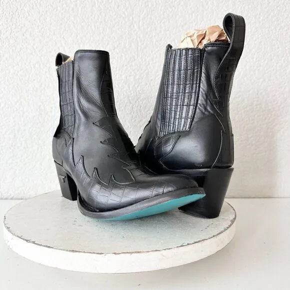 NEW Lane CHELSEA Short Womens Cowboy Boots 11 Western Black Leather Ankle Bootie