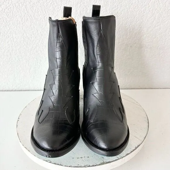 NEW Lane CHELSEA Short Womens Cowboy Boots 11 Western Black Leather Ankle Bootie