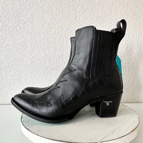 NEW Lane CHELSEA Short Womens Cowboy Boots 11 Western Black Leather Ankle Bootie