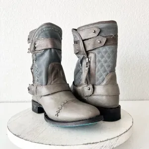 NEW Lane DUSTOFF Cowboy Boots Womens 7.5 Gray Western Cowgirl Short Ankle Moto