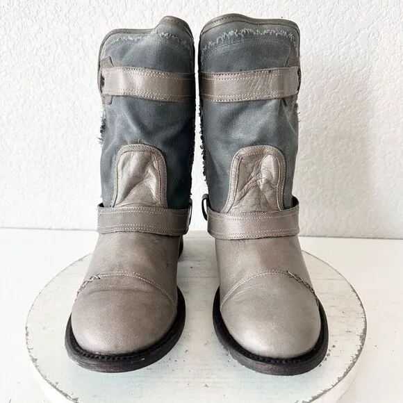 NEW Lane DUSTOFF Gray Boots Womens Size 9 Leather Western Cowboy Military Moto