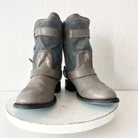 NEW Lane DUSTOFF Gray Boots Womens Size 9 Leather Western Cowboy Military Moto