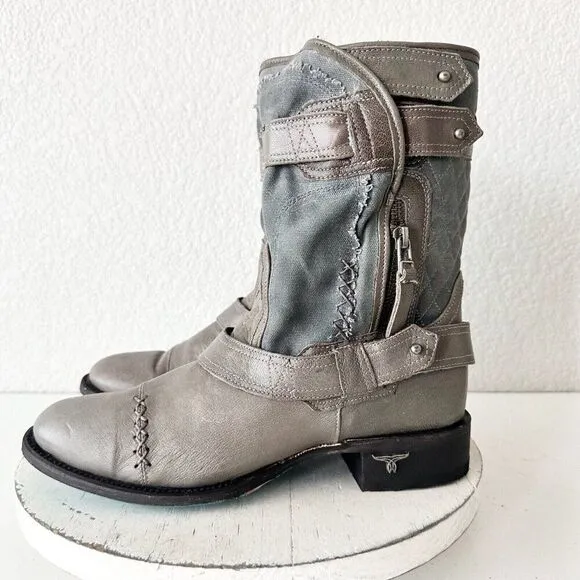 NEW Lane DUSTOFF Gray Boots Womens Size 9 Leather Western Cowboy Military Moto