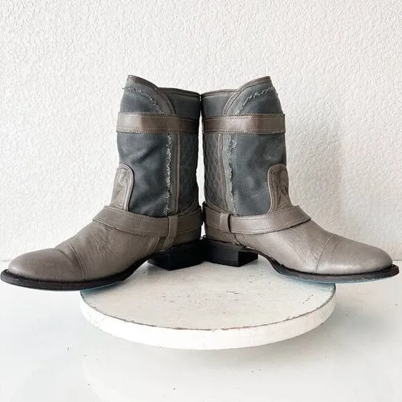 NEW Lane DUSTOFF Gray Boots Womens Size 9 Leather Western Cowboy Military Moto