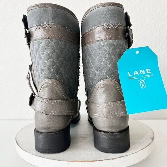 NEW Lane DUSTOFF Gray Boots Womens Size 9 Leather Western Cowboy Military Moto