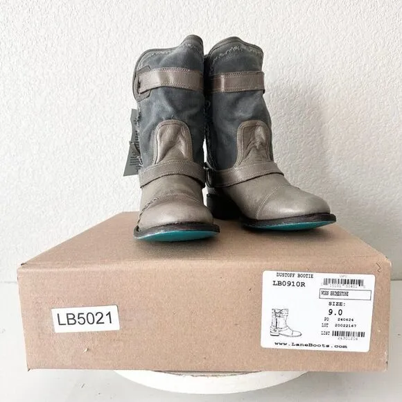 NEW Lane DUSTOFF Gray Boots Womens Size 9 Leather Western Cowboy Military Moto