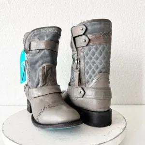NEW Lane DUSTOFF Gray Cowboy Boots Womens Size 9 Western Leather Military Moto