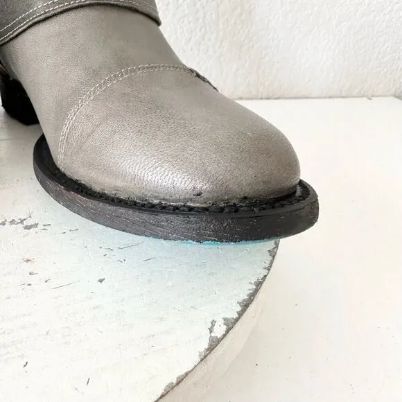 NEW Lane DUSTOFF Womens Boots Size 7.5 Gray Leather Western Cowboy Moto Military