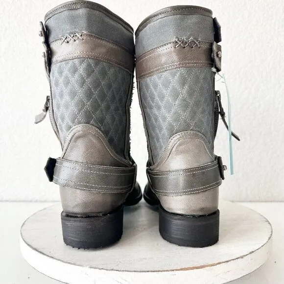 NEW Lane DUSTOFF Womens Boots Size 7.5 Gray Leather Western Cowboy Moto Military
