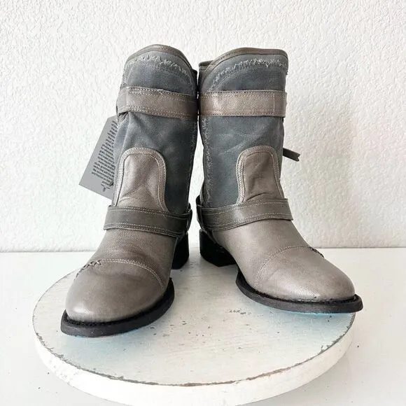 NEW Lane DUSTOFF Womens Boots Size 7.5 Gray Leather Western Cowboy Moto Military