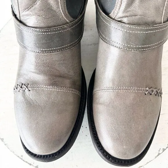 NEW Lane DUSTOFF Womens Boots Size 7.5 Gray Leather Western Cowboy Moto Military