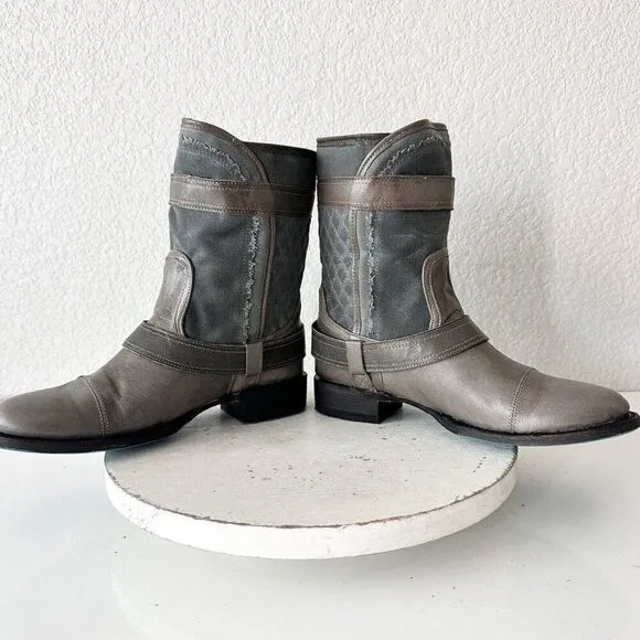 NEW Lane DUSTOFF Womens Boots Size 7.5 Gray Leather Western Cowboy Moto Military