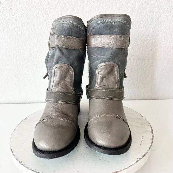 NEW Lane DUSTOFF Womens Boots Size 7.5 Gray Leather Western Cowboy Moto Military