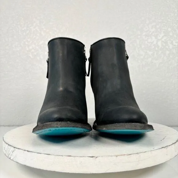 New Lane CHARLIE Womens Cowboy Bootie 8.5 Black Leather Western Cowgirl Boots