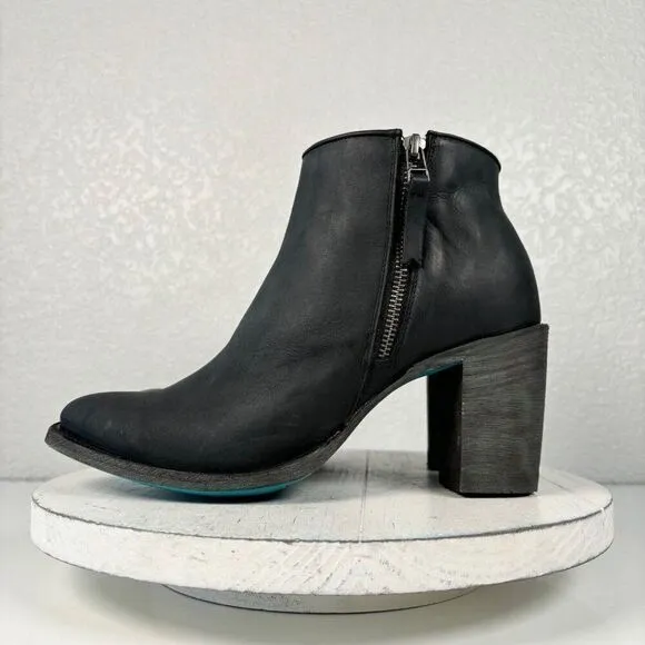 New Lane CHARLIE Womens Cowboy Bootie 8.5 Black Leather Western Cowgirl Boots
