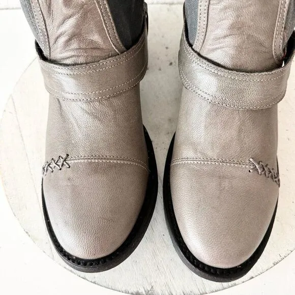 NEW Lane DUSTOFF Womens Cowboy Boots 7 Gray Leather Western Cowgirl Moto Short