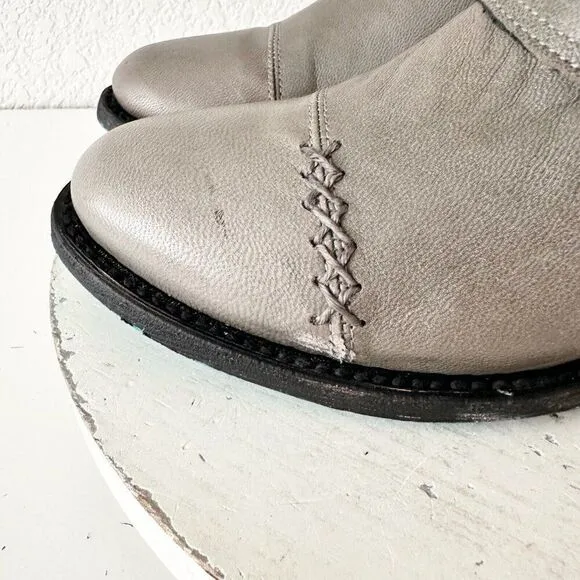 NEW Lane DUSTOFF Womens Cowboy Boots 7.5 Gray Leather Western Cowgirl Moto Short