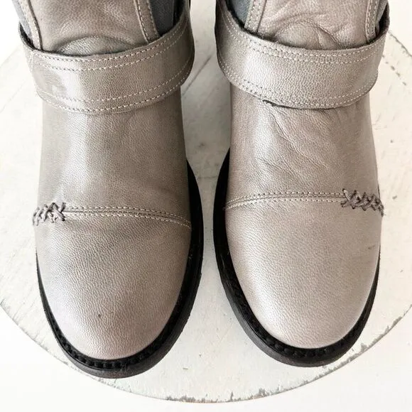 NEW Lane DUSTOFF Womens Cowboy Boots 7.5 Gray Leather Western Cowgirl Moto Short