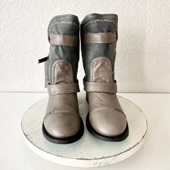 NEW Lane DUSTOFF Womens Cowboy Boots 7.5 Gray Leather Western Cowgirl Moto Short