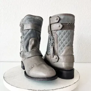 NEW Lane DUSTOFF Womens  Cowboy Boots 7.5 Gray Leather Western Cowgirl Short