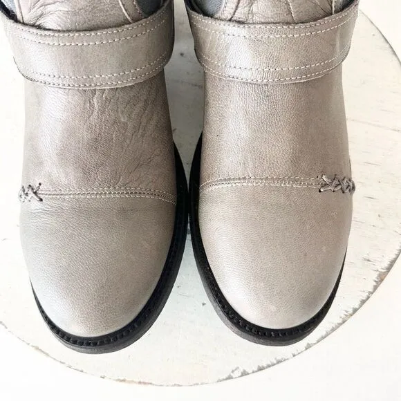 NEW Lane DUSTOFF Womens Cowboy Boots 8.5 Gray Leather Cowgirl Moto Short Western